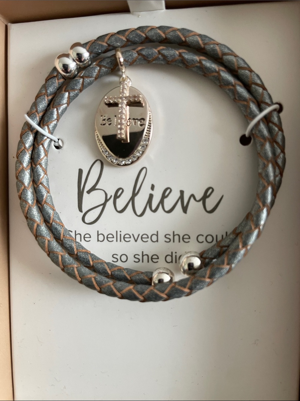 Wonderly Believe Silver & Gray Bracelet NWT